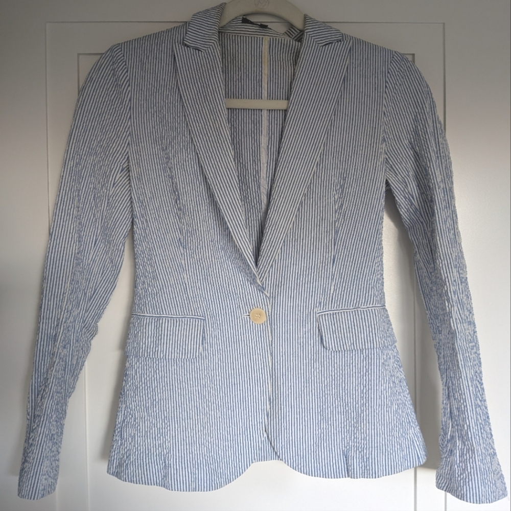 Theory Blue Seer Sucker Blazer Size 4